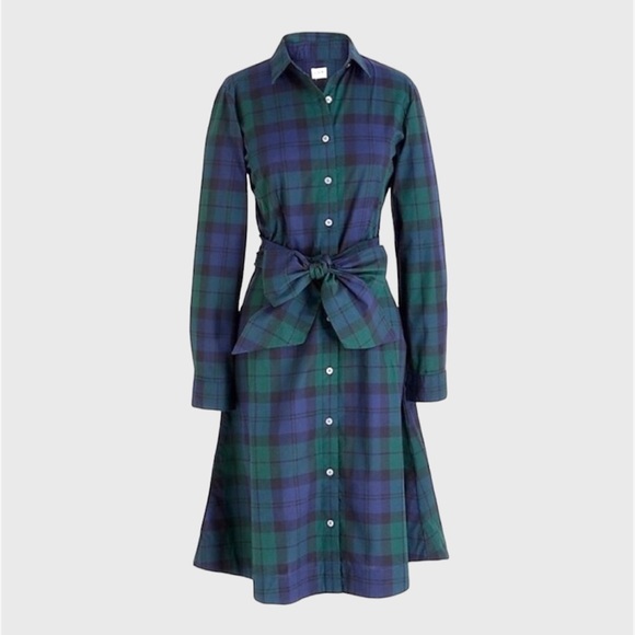 J. Crew Dresses & Skirts - J. Crew Long Sleeve Button Front Shirt Dress Tartan Plaid 10